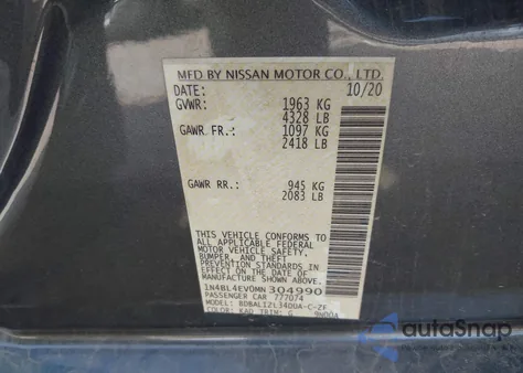 2021 Nissan Altima Sl Fwd from USA, damaged, VIN 1N4BL4EV0MN304990